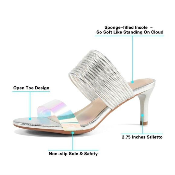 NWOT Women Casual Heeled Open Toe Sandals Pump Size 7.5 - Picture 2 of 9